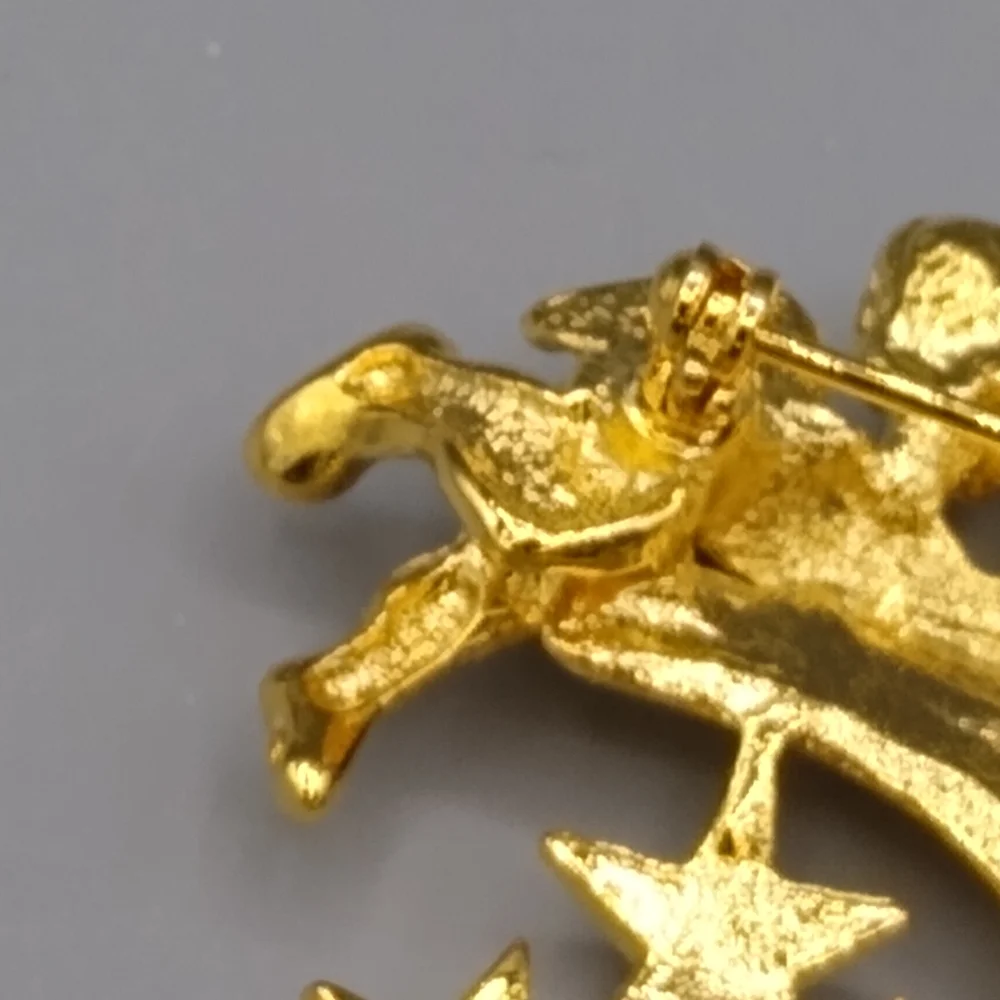 Cherub Crescent Moon Angel Brooch with Rhinestone Stars Valentine's Gift Vintage - Picture 11 of 15